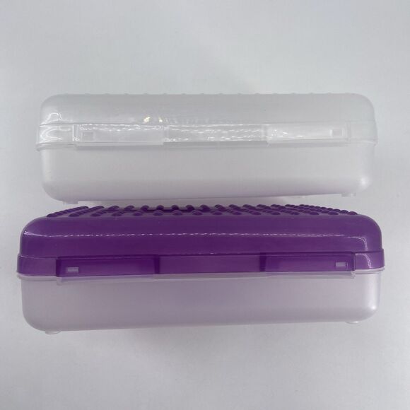 2 SpaceMaker Pencil Box Purple Clear Top Clear Bottom Back To School - Picture 8 of 8